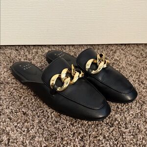 a new day Black Mules with Gold Chain